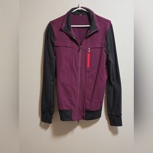 Lululemon full zip track jacket colorblock plum and black size medium